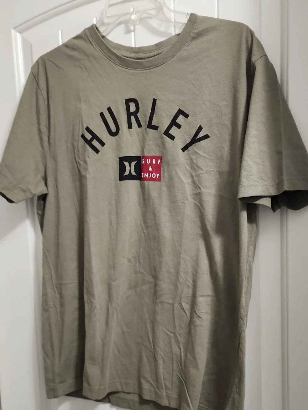 Hurley Gray/Green Short Sleeve Logo Tee with Black and Red Accents
